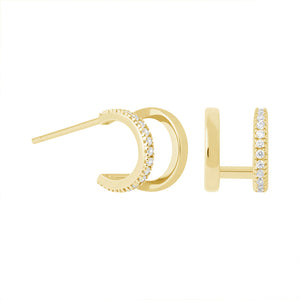 925 Cz Double Half Hoop Earring