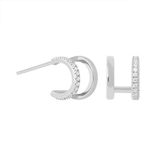 Load image into Gallery viewer, 925 Cz Double Half Hoop Earring